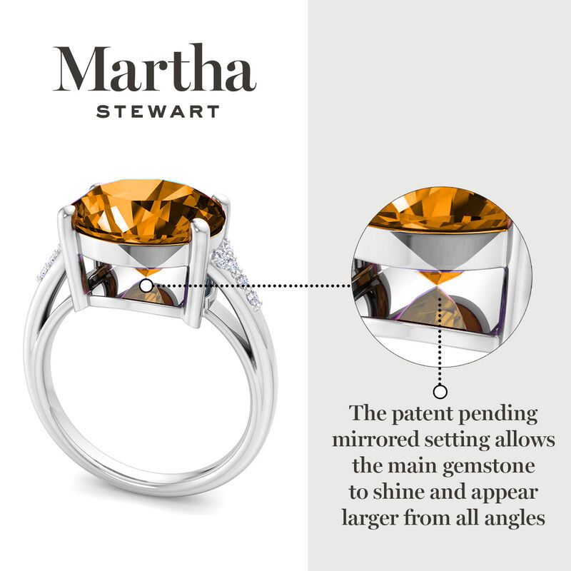 Martha Stewart 4 1/2ctw. Oval Citrine & Lab Grown Diamond Ring In Sterling Silver image number null
